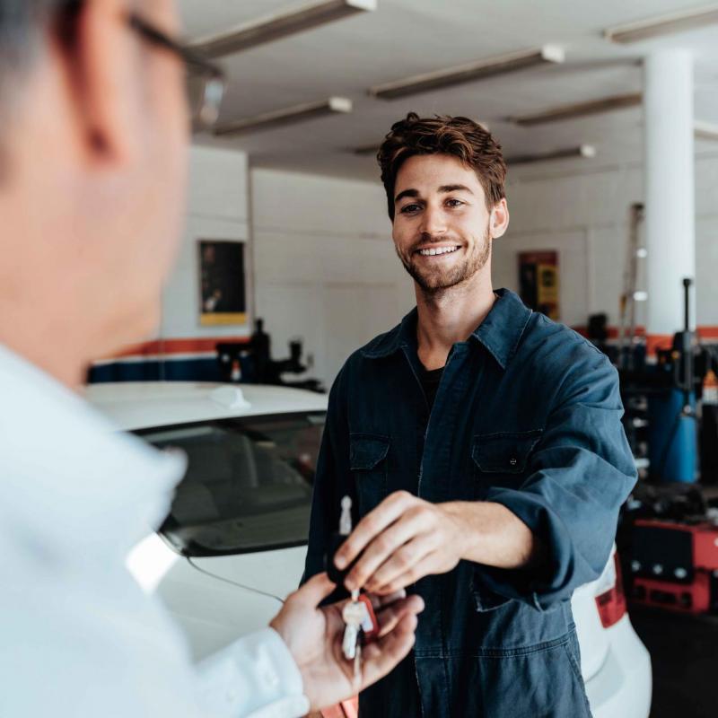 Man working in a garage